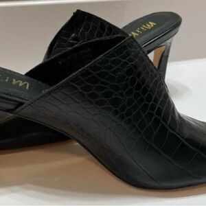 Mi.iM Elegant Black Croc-Embossed Mules